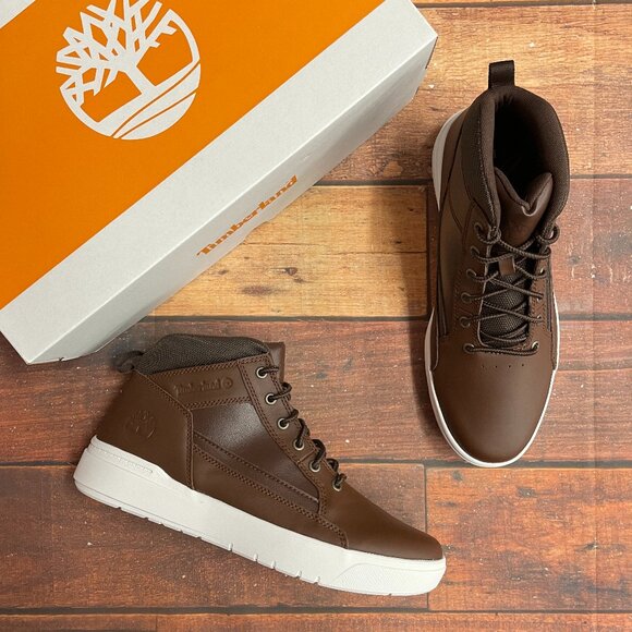 Timberland Men's Allston Brown Mid Full Grain Sneaker Boots - Picture 1 of 6